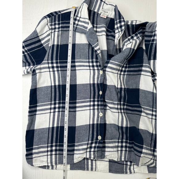 J. Crew Button Up Shirt Plaid Blue White Long Sleeve Casual Gorpcore Size L - Picture 8 of 9